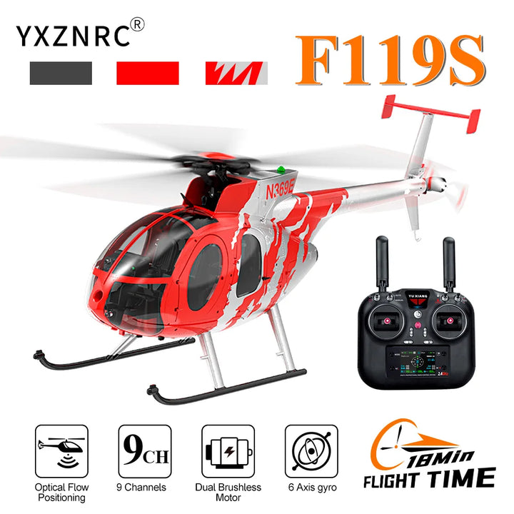 Nuevo YUXIANG F119S(MD500) helicóptero 9CH GPS 1/16 flujo óptico sin escobillas 18Min avión de lucha para regalo de vacaciones