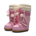 Botas de nieve rosas para mujer, botas de invierno para mujer, botas gruesas impermeables antideslizantes para exteriores, botas a media pantorrilla, zapatos de invierno cálidos de moda con forro de piel para mujer