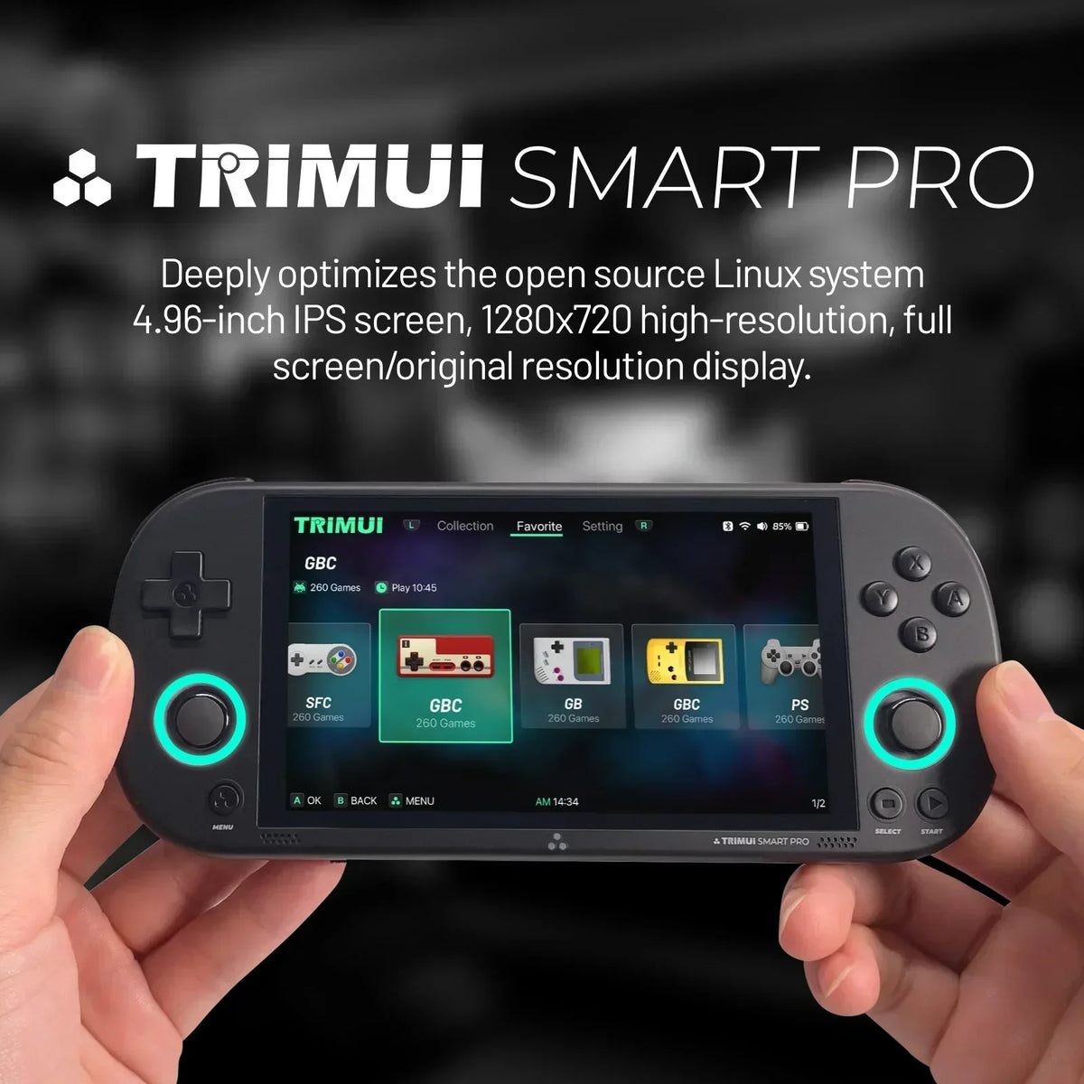 Consola de Juegos Retro Portátil Trimui Smart Pro, Pantalla IPS de 4.96", Sistema Linux, Joystick RGB
