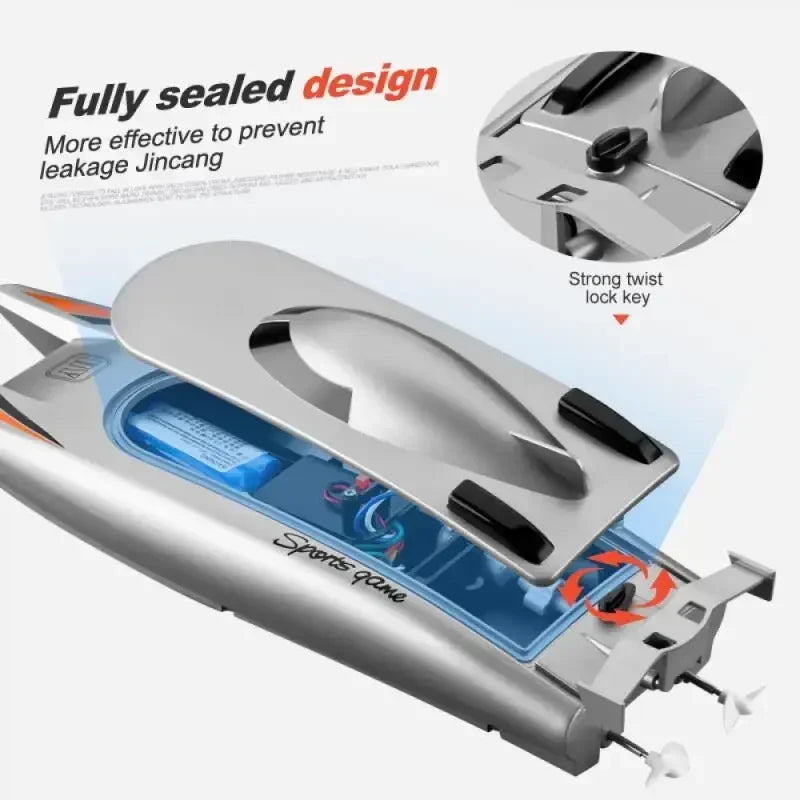 Lancha rápida RC 2.4G de alta velocidad, barco a control remoto de 30 km/h con doble motor, resistente al agua y evasión de obstáculos, juego para niños, regalo para niños.