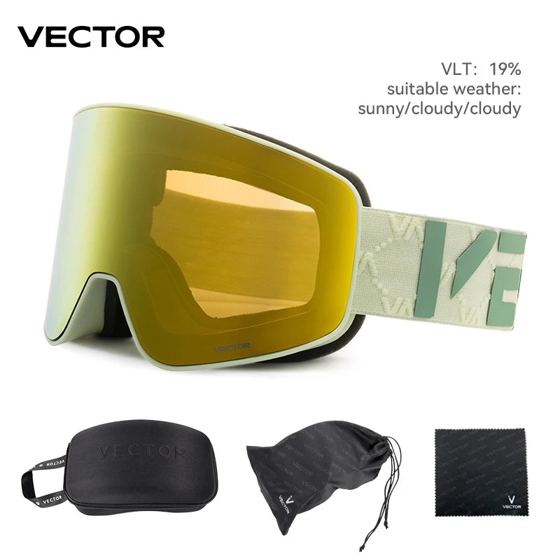 Gafas de Esquí VECTOR de Doble Capa Antivaho con Absorción Magnética, Cilíndricas, UV400, para Hombre y Mujer, Gafas de Snowboard POC