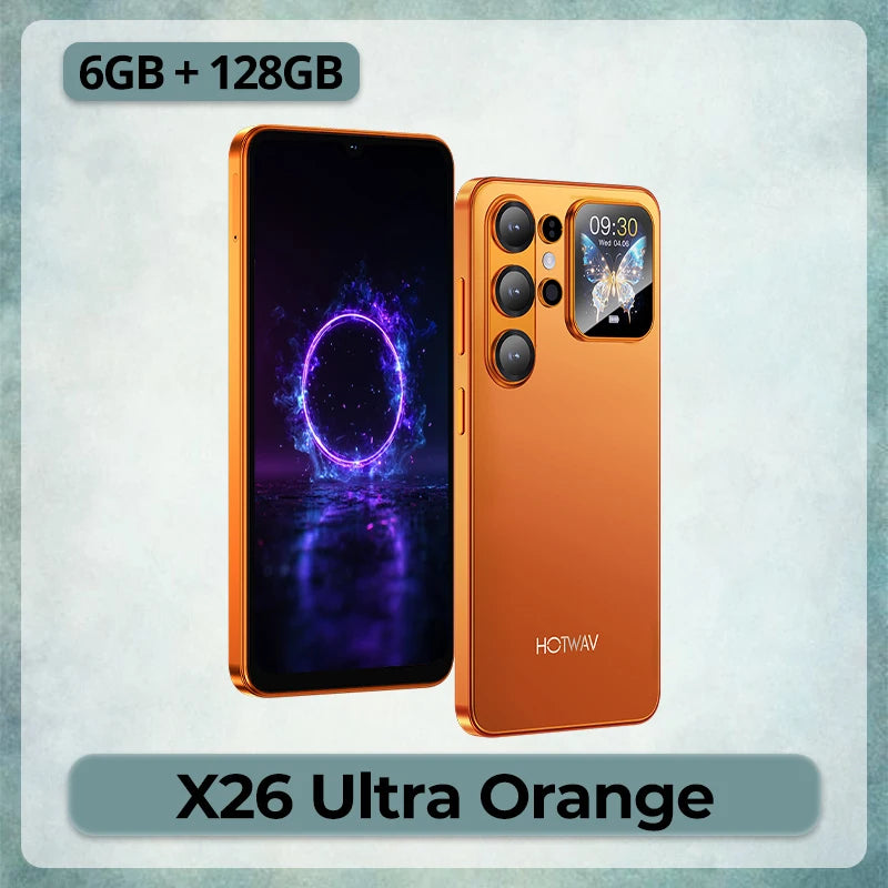 HOTWAV X26 Ultra Smartphone 6.75'' 120Hz Large Display Android 16 Cyber Island 13MP Camera Ultra-Thin Mobile Phone 6GB RAM 128GB ROM 5160mAh Battery 18W Fast Charging Lightweight Global Dual 4G Cellphone With Back Second Disp