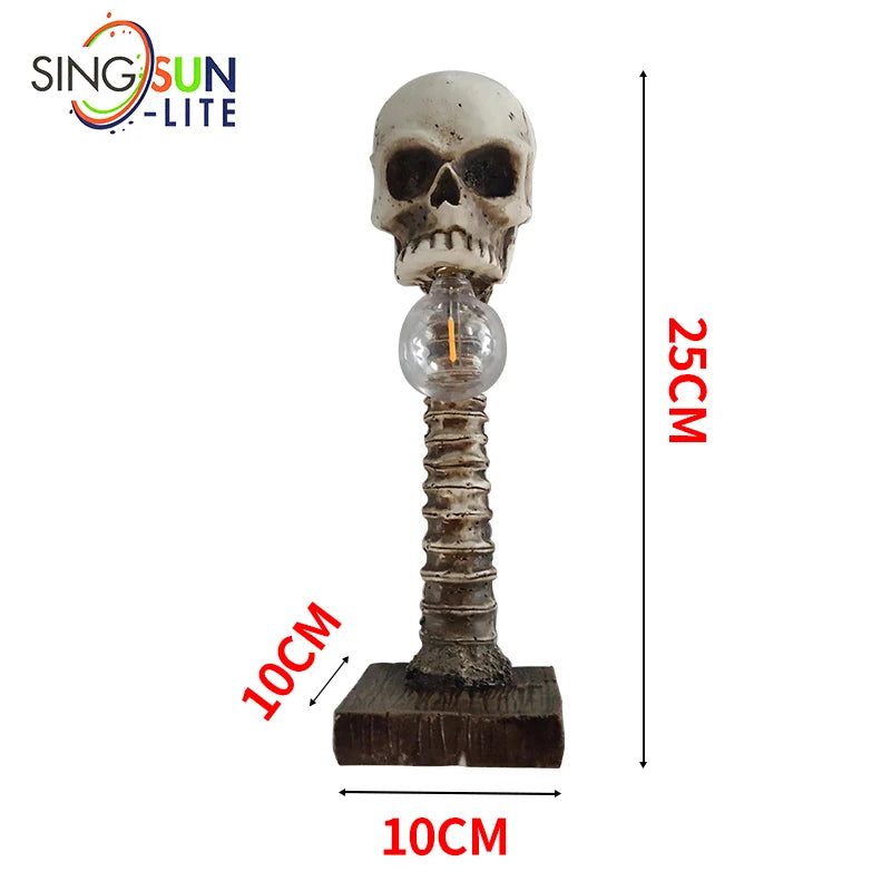 Lámpara de esqueleto de calavera de Halloween, estatua de terror 3D, luz de mesa creativa, adorno de fiesta, utilería para el hogar, decoración de dormitorio, accesorios de miedo