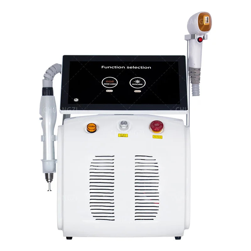Máquina de depilación láser de diodo 2 en 1 de 6000 W, equipo de salón de belleza para eliminación indolora de tatuajes, 3 longitudes de onda 755 nm, 808 nm, 1064 nm, picosegundo