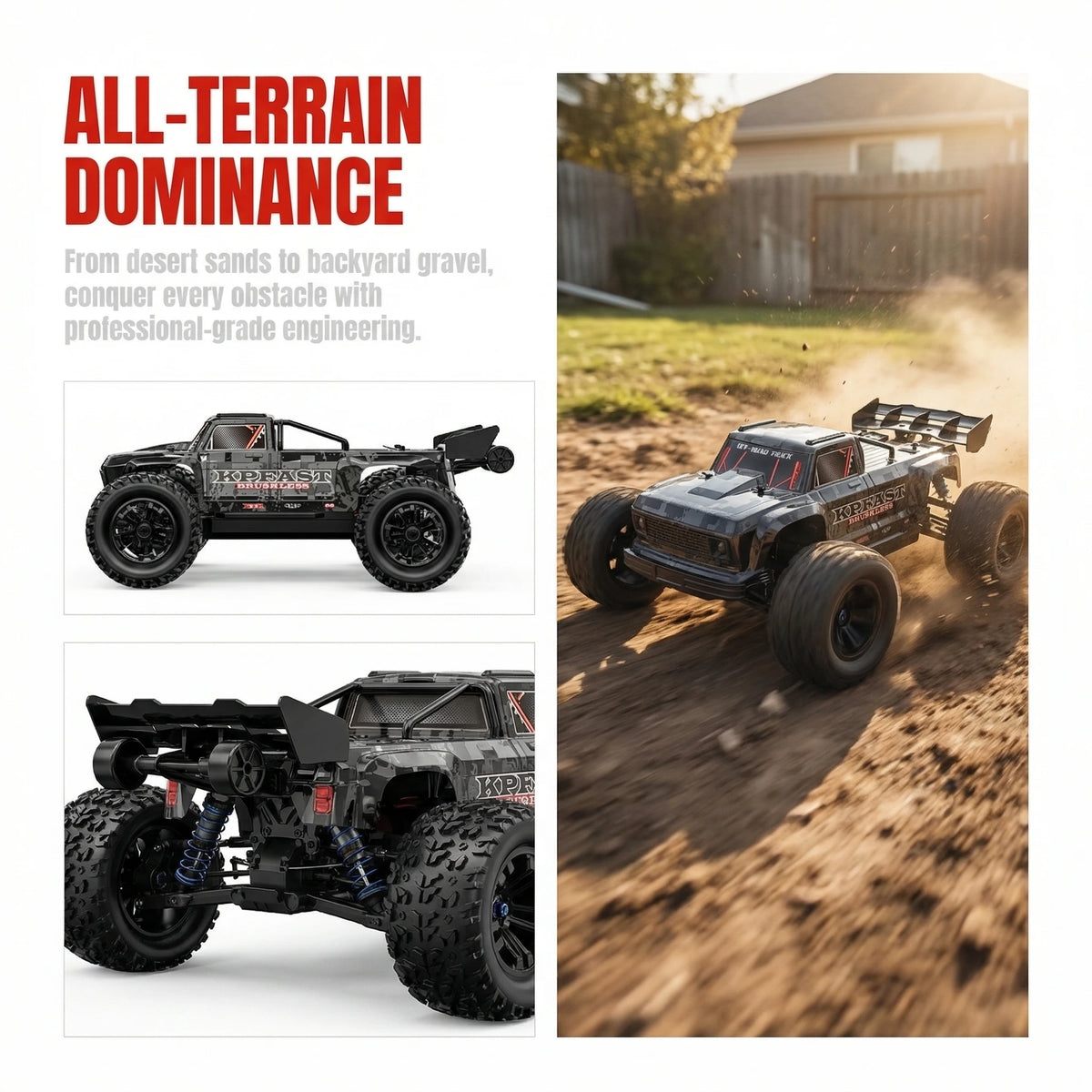 Teeggi KF16 4WD, coche de carreras de alta velocidad para derrapes, 70 km/h, motor sin escobillas, 3S, 3200 mAh, 1/12, coche todoterreno RC, camiones monstruo, juguetes para niños, regalo.