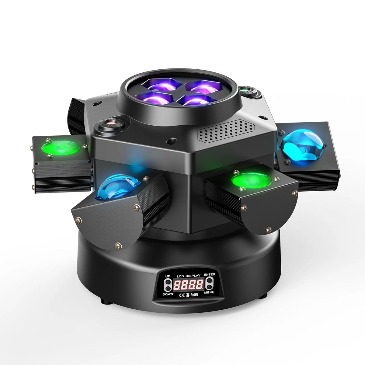 Yiflamefly 150W Moving Head DJ Lights 6 brazos Luces para fiestas RGBW 4 en 1 Luces de escenario LED DMX512 para bodas, fiestas, discotecas y KTV