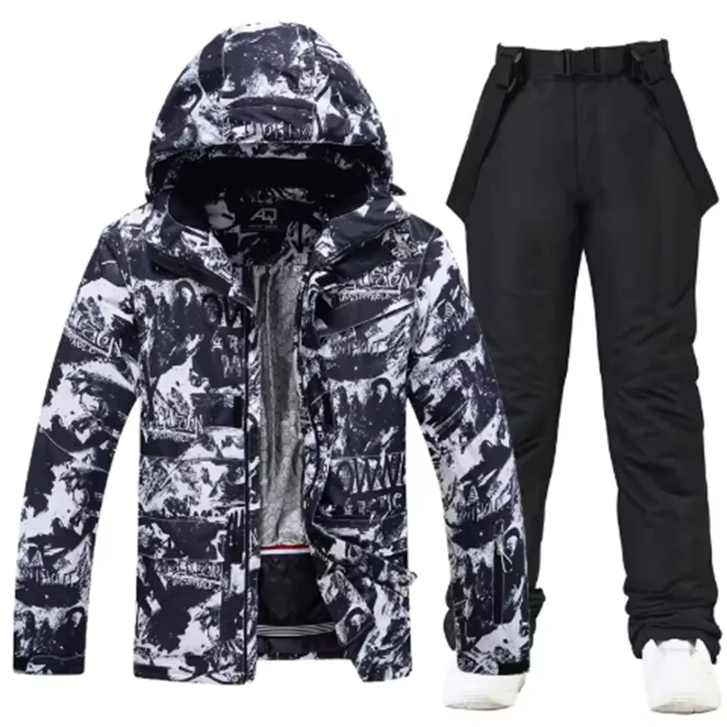 Traje de esquí colorido y cálido para hombre, ropa de snowboard, chaquetas de invierno, pantalones para hombre, ropa impermeable, disfraces de nieve,-30