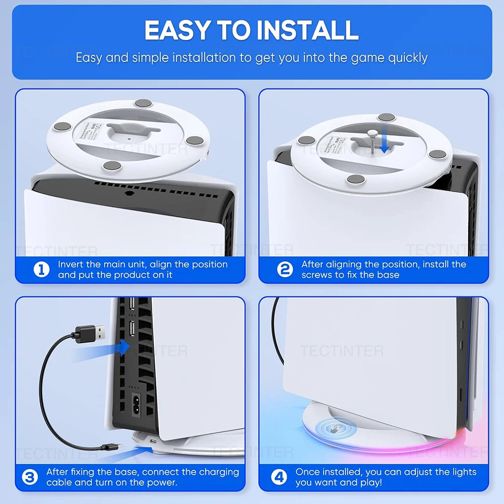 Soporte de refrigeración vertical con luz RGB para consola PS5 Slim Edición Disco/Digital, base antideslizante, soporte para accesorios de PS5