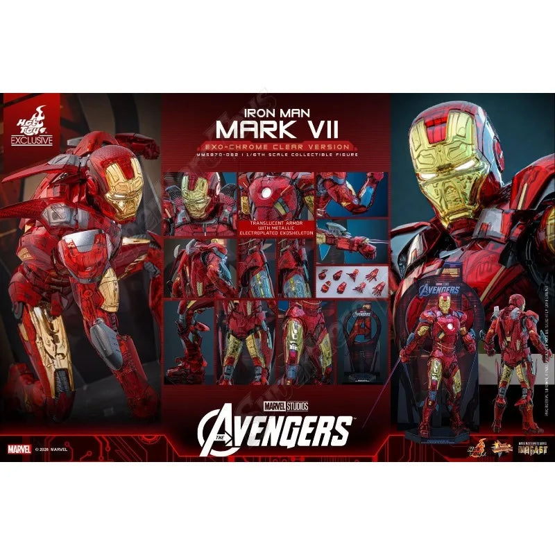 En stock MMS870D82 The Avengers Figura Coleccionable Iron Man Mark VII (Versión Exo-Chrome Transparente) Escala 1/6 Exclusiva de Hot Toys