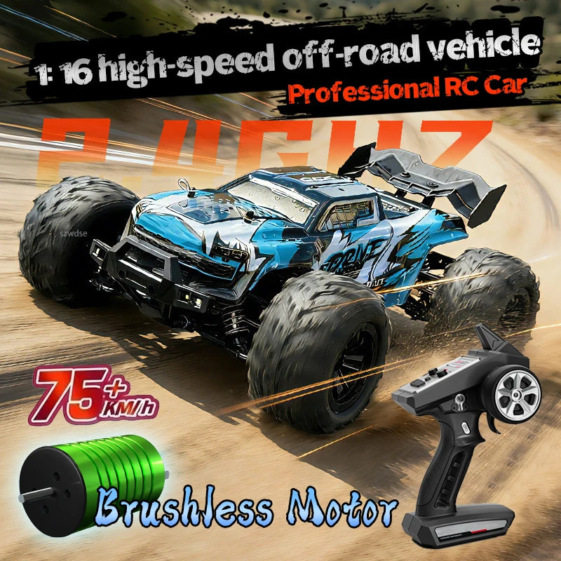 Coche teledirigido de alta velocidad con motor de escobillas 1:16 PRO 75 KM/h, coche todoterreno con tracción a las cuatro ruedas, coches de drift