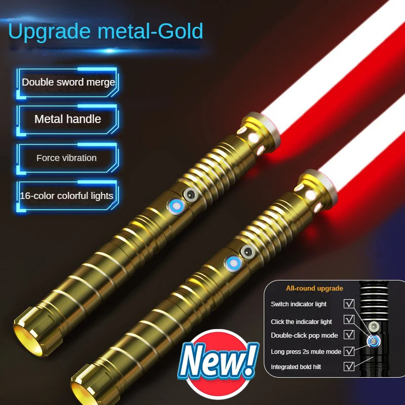 Juguete de espada láser de metal, sable de luz RGB con 7 colores, sonido, efectos Force FX, FOC Blaster, espada láser Jedi para niños, regalo