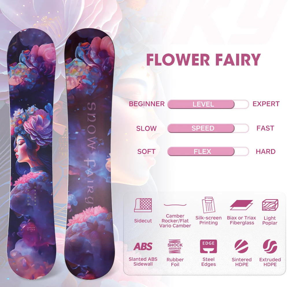 Hasiky Flower Fairy 140 142 145 147cm tablas de nieve de todas las montañas para adultos con Snowboard de invierno para mujeres y hombres de nivel básico para adultos