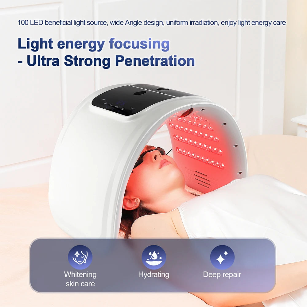 Máquina de Fotones LED de 7 Colores, Mascarilla Facial con Nano Spray, Rejuvenecimiento de la Piel, Cuidado del Acné, Dispositivo de Belleza para Salón, SPA y Uso Doméstico