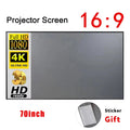 Pantalla de proyector 16:9 gris, 70 pulgadas, superficie rectangular