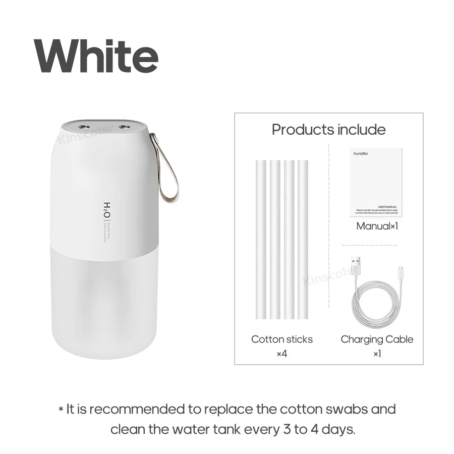 Humidificador de aire ultrasónico KINSCOTER, difusor rociador USB con batería de 300ml y 2000mAh, lancia de niebla de agua suave para el hogar y la Oficina