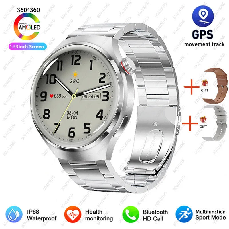 Reloj inteligente 2026 New Watch 4 Pro GPS para hombre, pantalla AMOLED 360*360, frecuencia cardíaca, llamada Bluetooth, resistente al agua IP68, smartwatch deportivo para hombre