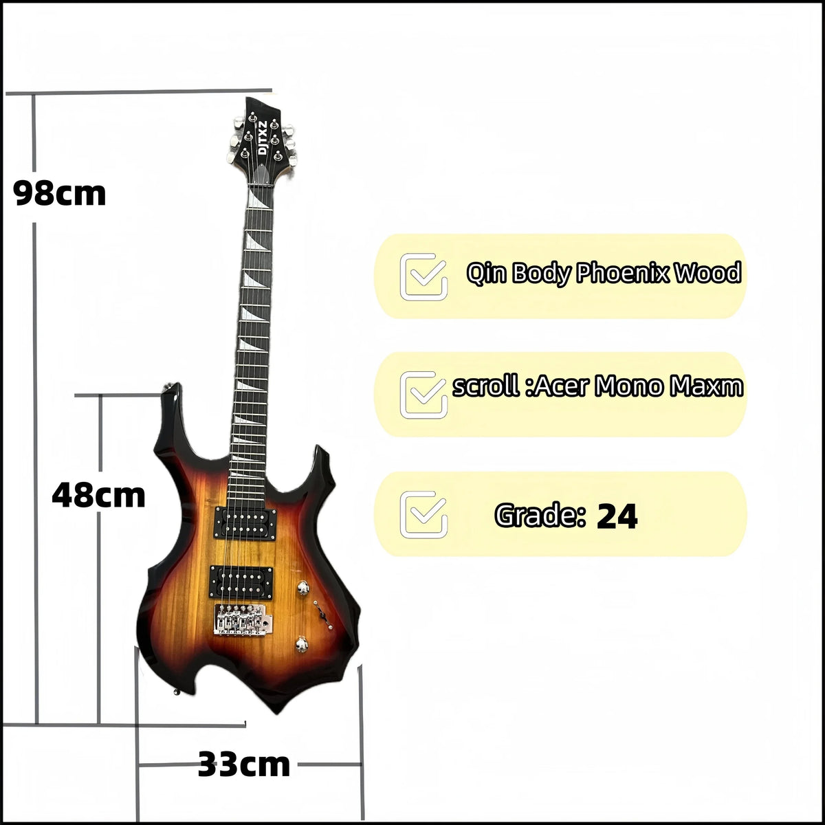 Sunset Flame Guitarra eléctrica Guitarra alienígena Guía para principiantes Práctica con Ao