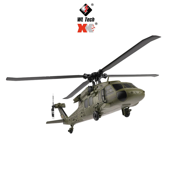 Helicóptero RC WLtoys K170 con Giroscopio UH-60L, Control Remoto de 4 Canales, Helicópteros sin Escobillas con Luz LED, Juguete de Avión para Niños
