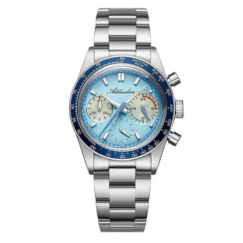 Reloj para hombre ADDIESDIVE de 37 mm con cronógrafo multifunción de cuarzo VK63 AD2539, cristal abombado, reloj NUEVO