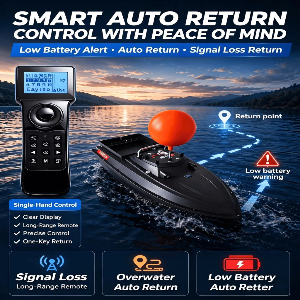 JS90 12V GPS Fishing Bait Boat Speed 280m/Min 100 Fishing Spots 3KG Load Auto Cruise & Return 3-Speed Adjustment  Anti-Cap Ball
