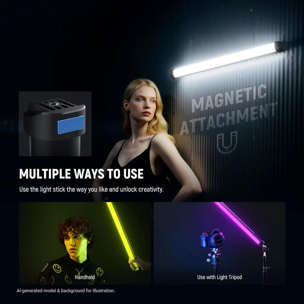 NEEWER Basics - Barra de Luz RGB Magnética de 21 Pulgadas, CRI95, Regulable, 14 W, Barra de Iluminación LED de Mano para Video con 51 Modos RGB