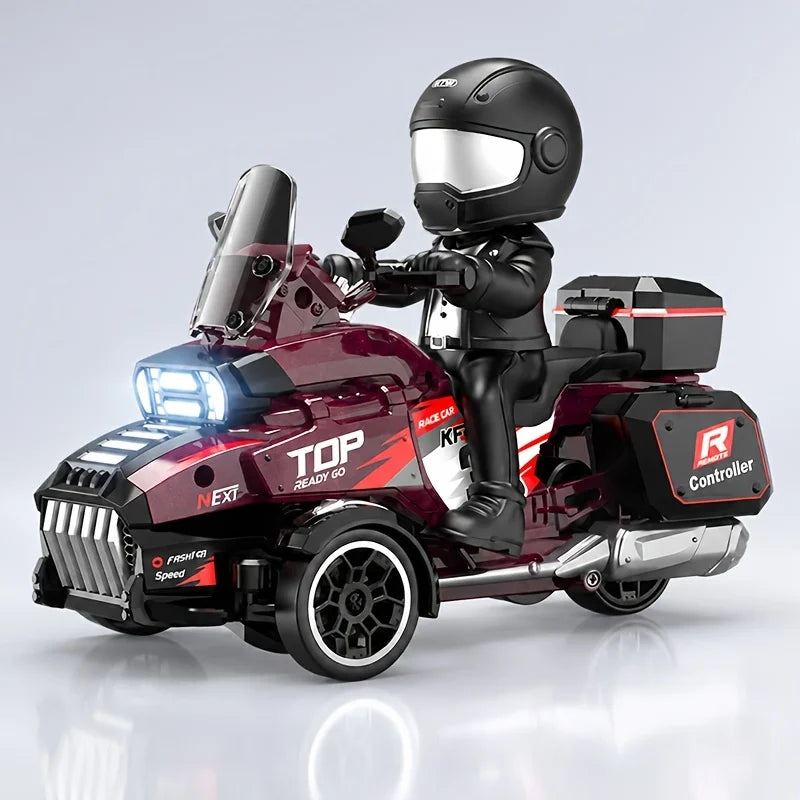 1:43 3WD Mini RC Drift Trike Motorcycle 2.4GHz Remote Control Motocross Toy 3 Drift Modes LED Lights Birthday Xmas Gift For Kids