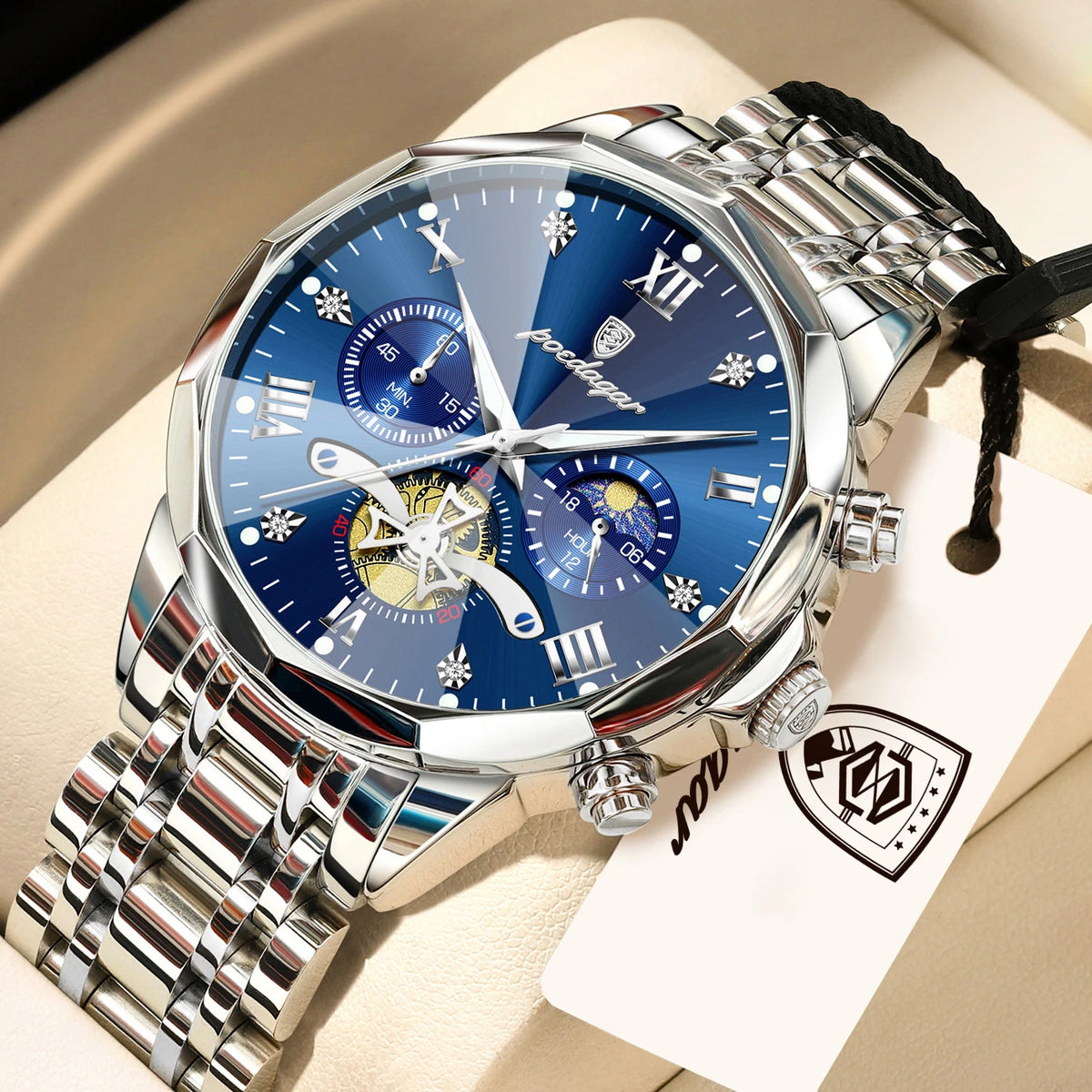Reloj de lujo original para hombre POEDAGAR, resistente al agua, luminoso, cronógrafo, de acero inoxidable, de cuarzo, para negocios, Reloj Hombre