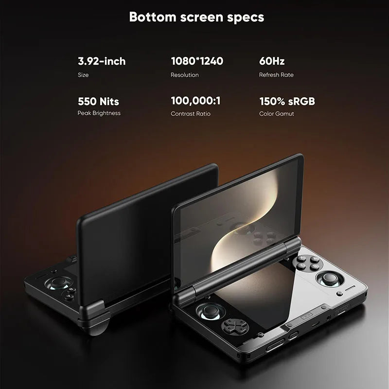 AYN THOR Pocket Flip Up Player Consoles Support WiFi7 BT5.3 Handheld Game Consoles 6''IPS and 3.92''IPS Dual Screen Video Game Console