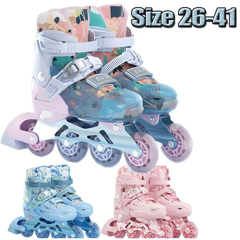 Patines de Ruedas Ajustables para Niños 2026, Tallas 26-41, Patines de 4 Ruedas para Niños y Niñas Principiantes, Calzado Casual
