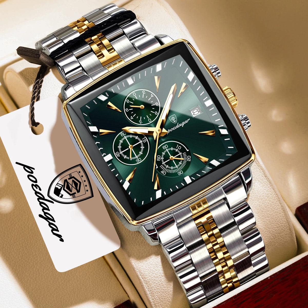 Reloj de pulsera de lujo para hombre POEDAGAR, de cuarzo, luminoso, resistente al agua, de acero inoxidable, cronógrafo con fecha, reloj de negocios para hombre