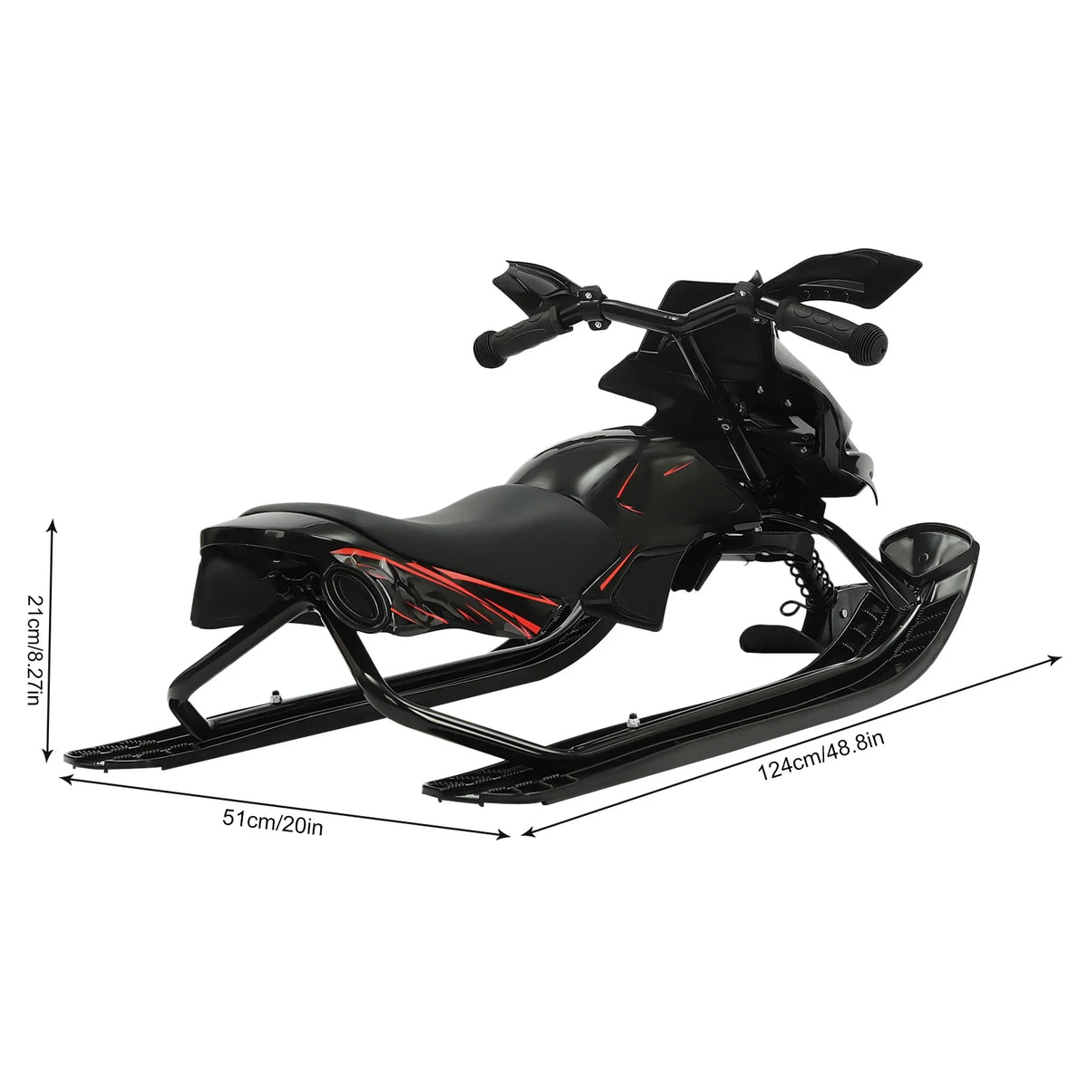 Trineo de nieve 3-Skis de acero de 1,2 mm para niños mayores de 3 años - 80 kg de capacidad de carga Cojín de PU ajustable Equipo deportivo de invierno con freno