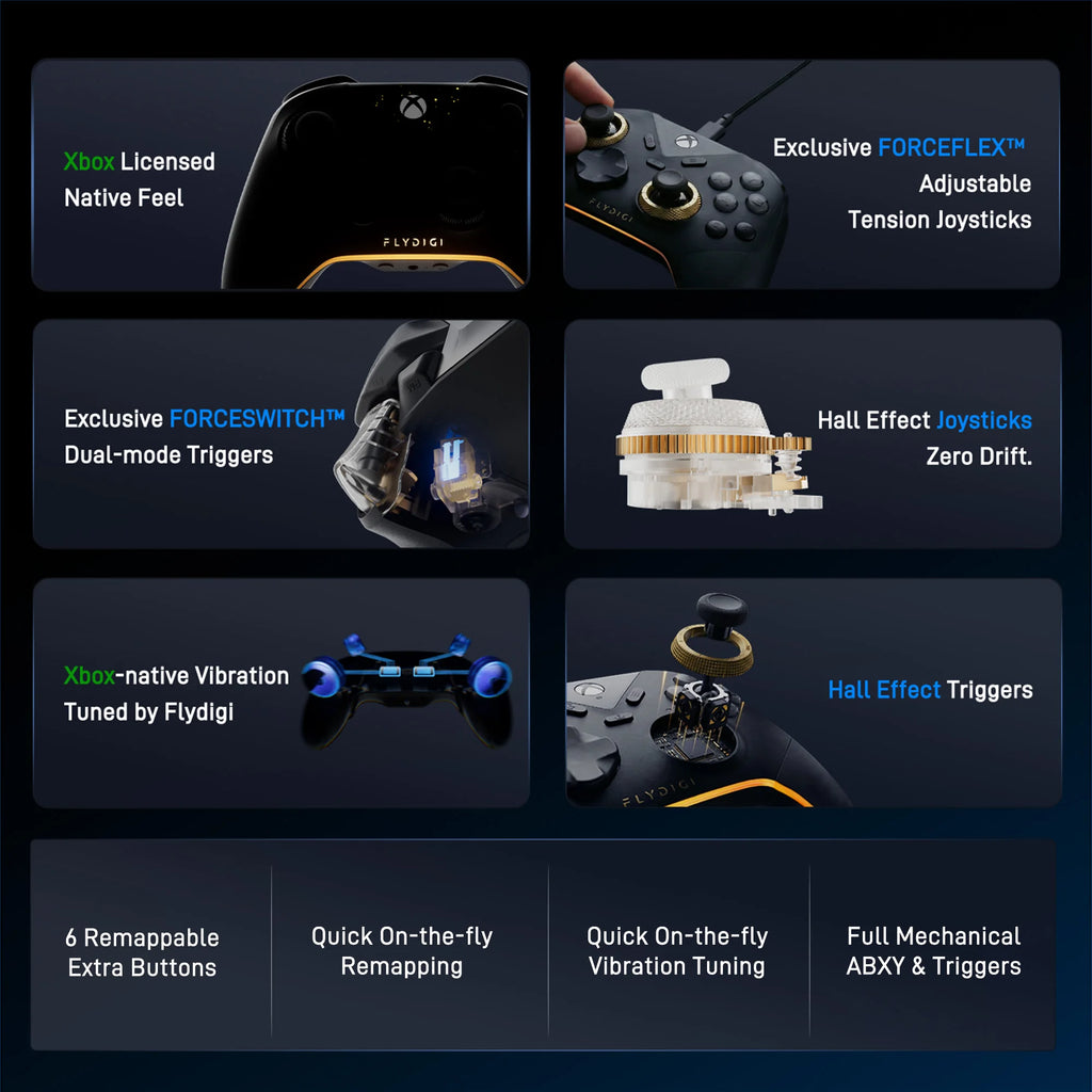 Controlador con Cable FLYDIGI VADER 5S, Joysticks FORCEFLEX con Tensión Ajustable, Gatillos FORCESWITCH para Xbox Series X | S, Xbox One, PC