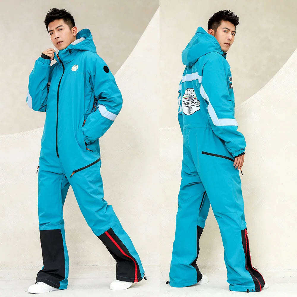 Traje de esquí de una pieza para hombre, traje de Snowboard grueso y cálido, a prueba de viento e impermeable
