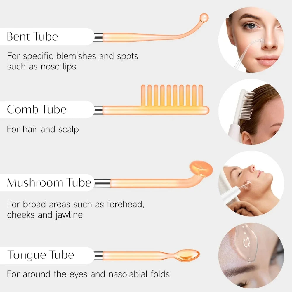 Dispositivo portátil de electroterapia de microcorriente y de alta frecuencia, eliminación de acné y peine de belleza