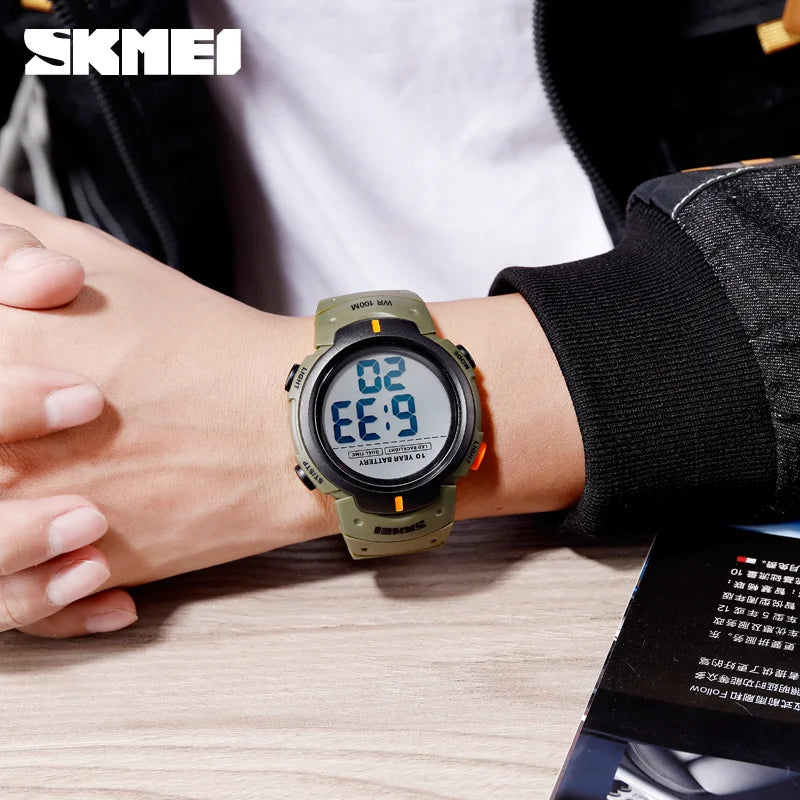 SKMEI 1560 Electronics Sports Wristwatches Mens 10Bar Waterproof Military Digital Stopwatch Watches For Men Relojes Para Hombre