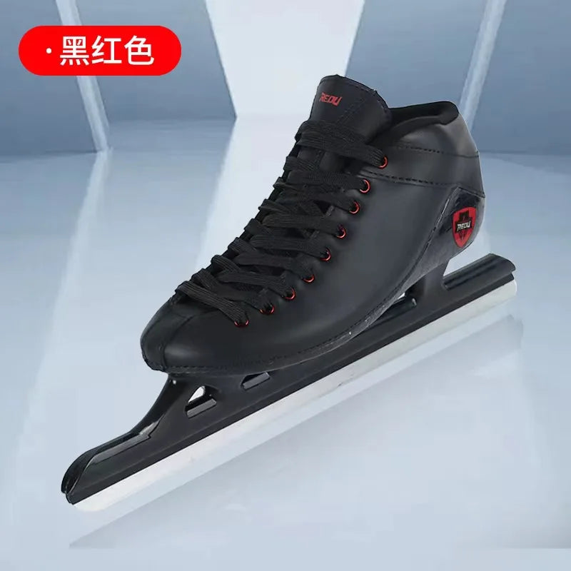 Patines de Hielo de Velocidad para Adultos, Forrados de Felpa, Cálidos, con Carcasa Rígida de Cuero Sintético, Patines de Competición Unisex