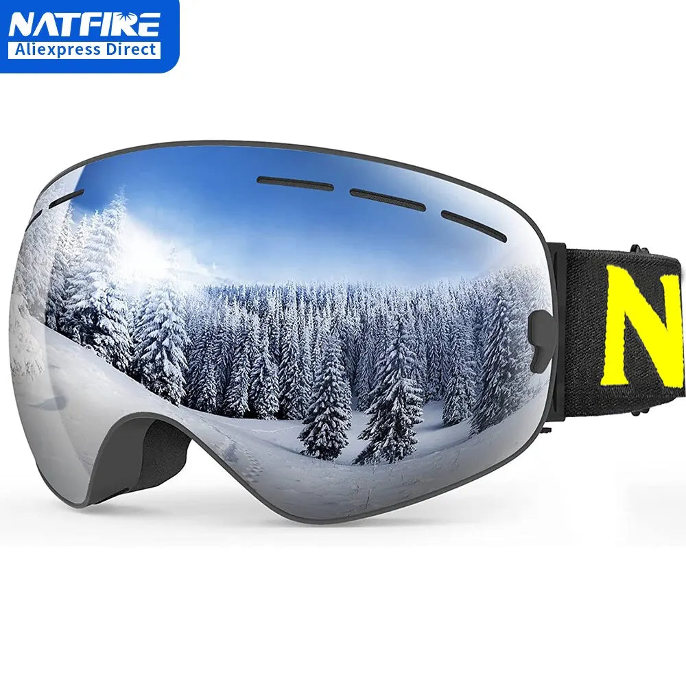 NATFIRE gafas de esquí de doble capa antiniebla UV400 gafas de nieve para Snowboard gafas para motos de nieve gafas para deportes al aire libre gafas de esquí