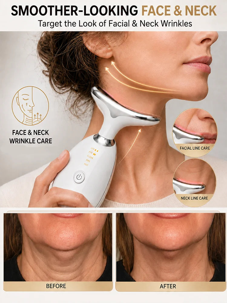 Máquina de tensado de piel, máquina de levantamiento facial y de cuello, removedor de arrugas faciales y de cuello, dispositivo de belleza para el cuello.