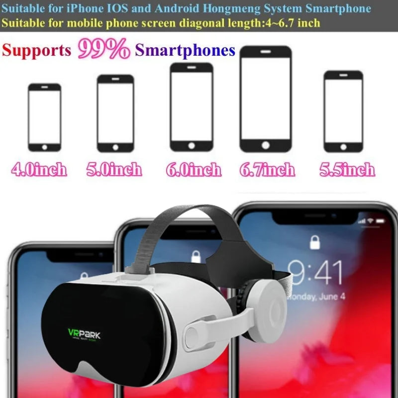 Gafas VR de realidad Virtual inalámbricas J70 4K originales, estéreo, vídeos 3D, caja de cartón de Google, auriculares, casco para teléfono inteligente Max 6,7"