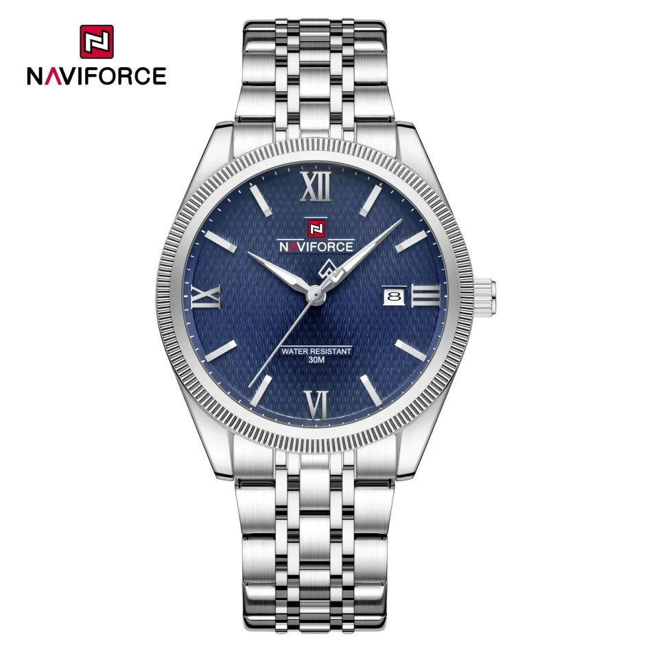 Reloj NAVIFORCE clásico para hombre, pantalla con puntero luminoso, resistente al agua 3ATM, movimiento de cuarzo, calendario, diseño sencillo, relojes para chico
