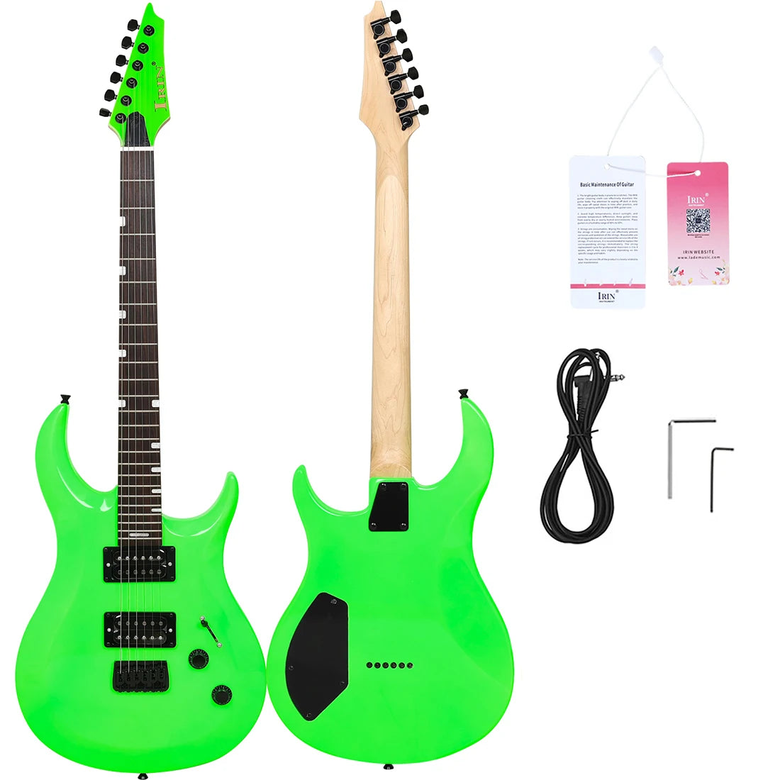 Guitarra eléctrica IRIN verde, 24 trastes, 6 cuerdas, pastilla doble, guitarra eléctrica para principiantes, tocar guitarra con parte