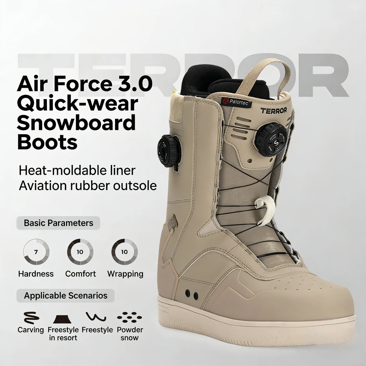 Botas de Snowboard 3.0 de Calzado Rápido para Unisex, Freestyle, Park, Carving, Eva + Cuero, Impermeables, para Snowboard/Esquí