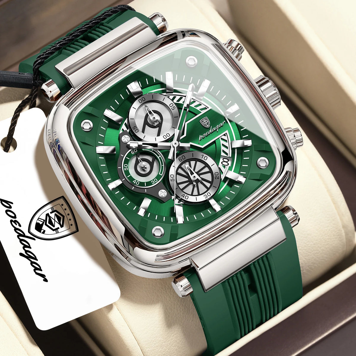 POEDAGAR Sports Watches For Men Fashion Waterproof Luminous Date Man Wristwatch Chronograph Quartz Silicone Men Watch Male Reloj