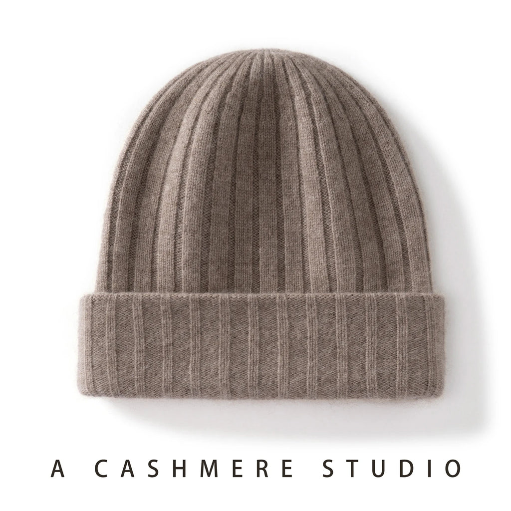 Gorro de Cachemira de calidad 100% para mujer/hombre, gorros cálidos gruesos de dos capas para invierno, gorro de esquí para exteriores, gorro de punto sin costuras para Unisex