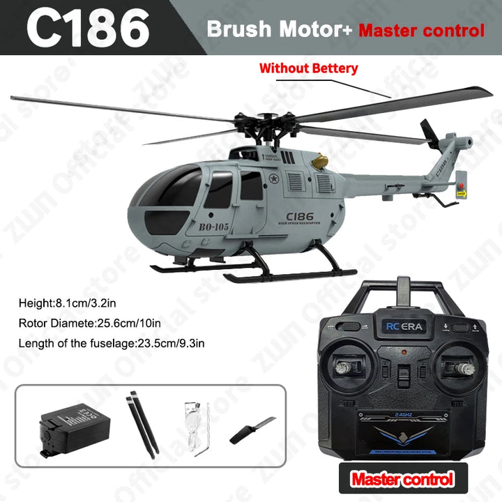 Helicóptero C186S 2,4G RC 4CH 6-Aixs giroscopio retención de altitud flujo óptico sin escobillas Helicóptero de Control remoto juguetes para chico adulto