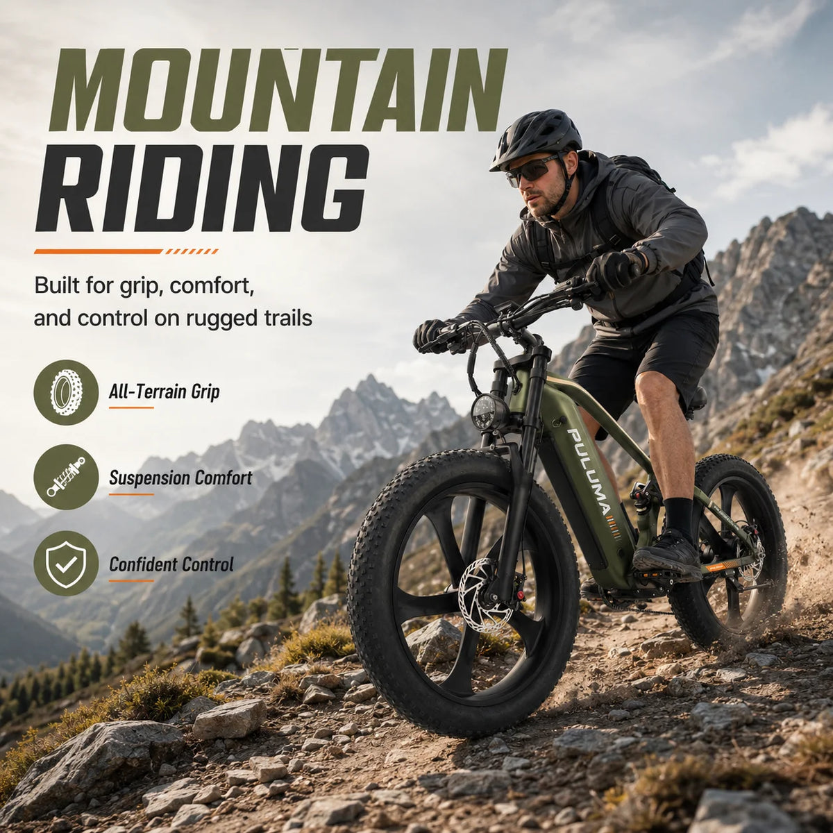 New PULUMA PE900 Dual Motor Electric Bike 52V20AH Removable Battery 26" Fat Tire All Terrain Offroad E-Bicycle Hydraulic Brake 7 Speed Adult Mountain Ebike