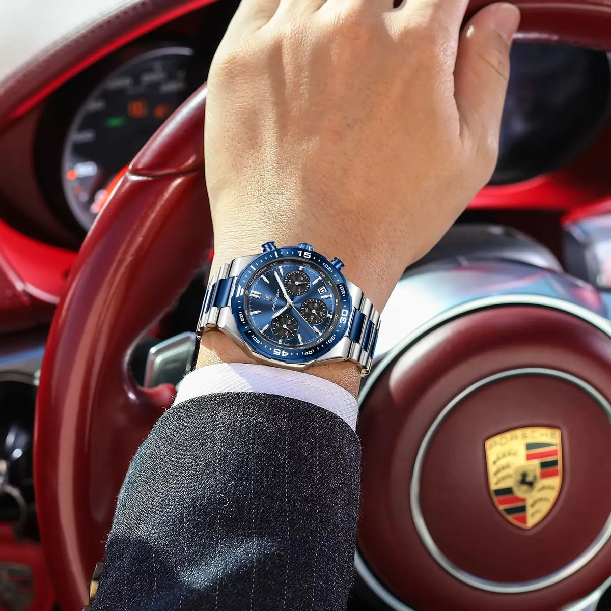 Reloj de cuarzo para hombre POEDAGAR, elegante, casual, luminoso, resistente al agua, de acero inoxidable, con cronógrafo y fecha