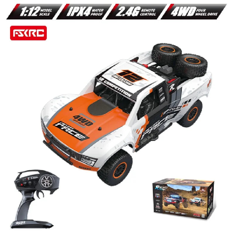 Coche RC HuangBo HB-RD1201 1:12 4WD, Camioneta de Carreras con Luces LED, Control de Crucero y Giroscopio – Juguete RC para Niños y Adultos