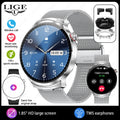 LIGE TWS Smart Watch with Earbuds 1.85" IPS Screen BT Call Heart Rate Sleep Monitor Waterproof Sports Smartwatch for Android iOS