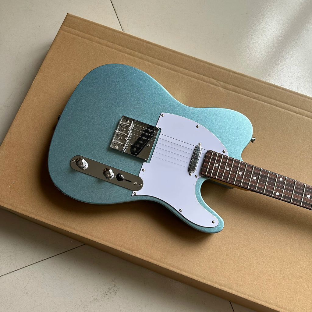 Guitarra Eléctrica Estilo TL, Diapasón de Palisandro, Cuerpo de Caoba, Color Azul Metálico